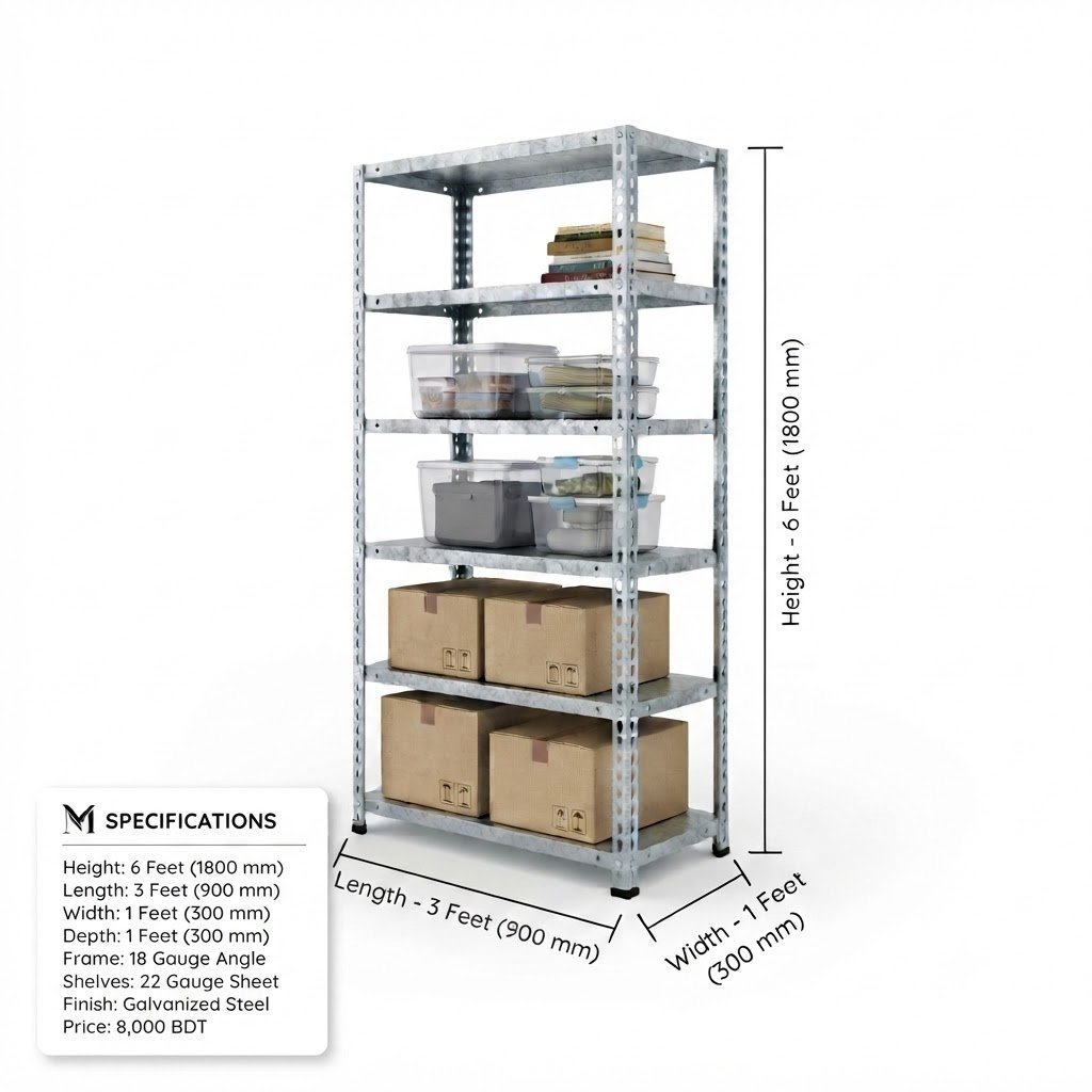 Mild steel industrial Slotted Angle Rack | MT-SAR-00010