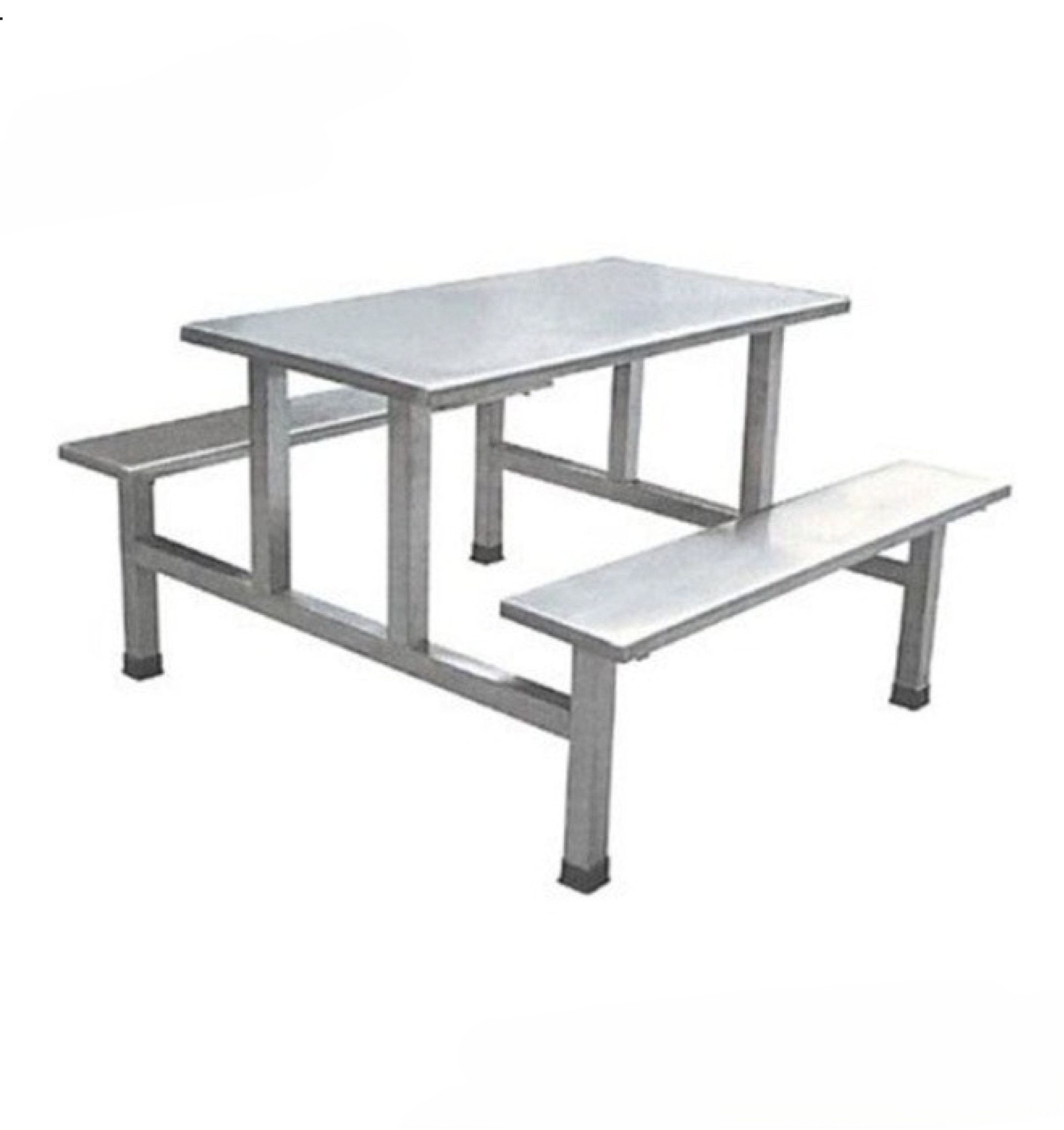 Stainless steel dining table with four benche | MT-TAB-0023