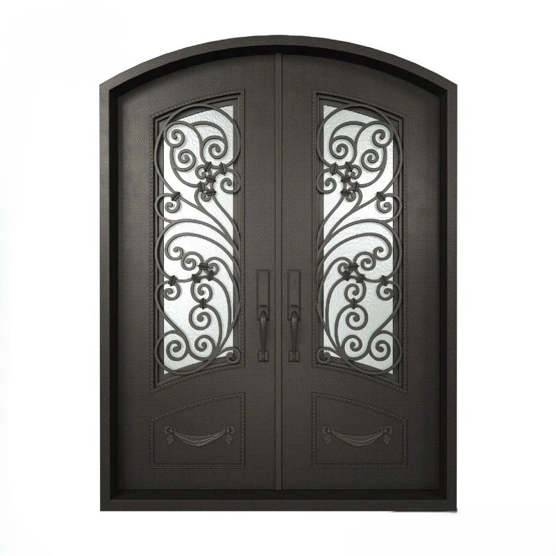 Wrought Iron Modern Double Doors | MT-SD-0134